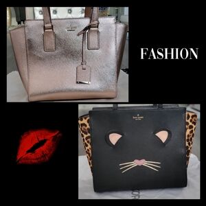 Kate Spade Bundle!Kate Spade Satchel Metallic Rose Gold & Black Leopard Cat Tote
